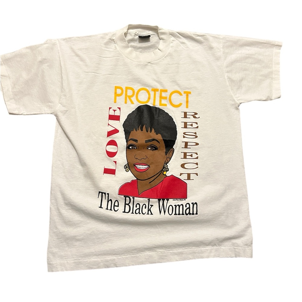 Rare 90s Vintage Black History Respect Women Cotton Graphic T-Shirt